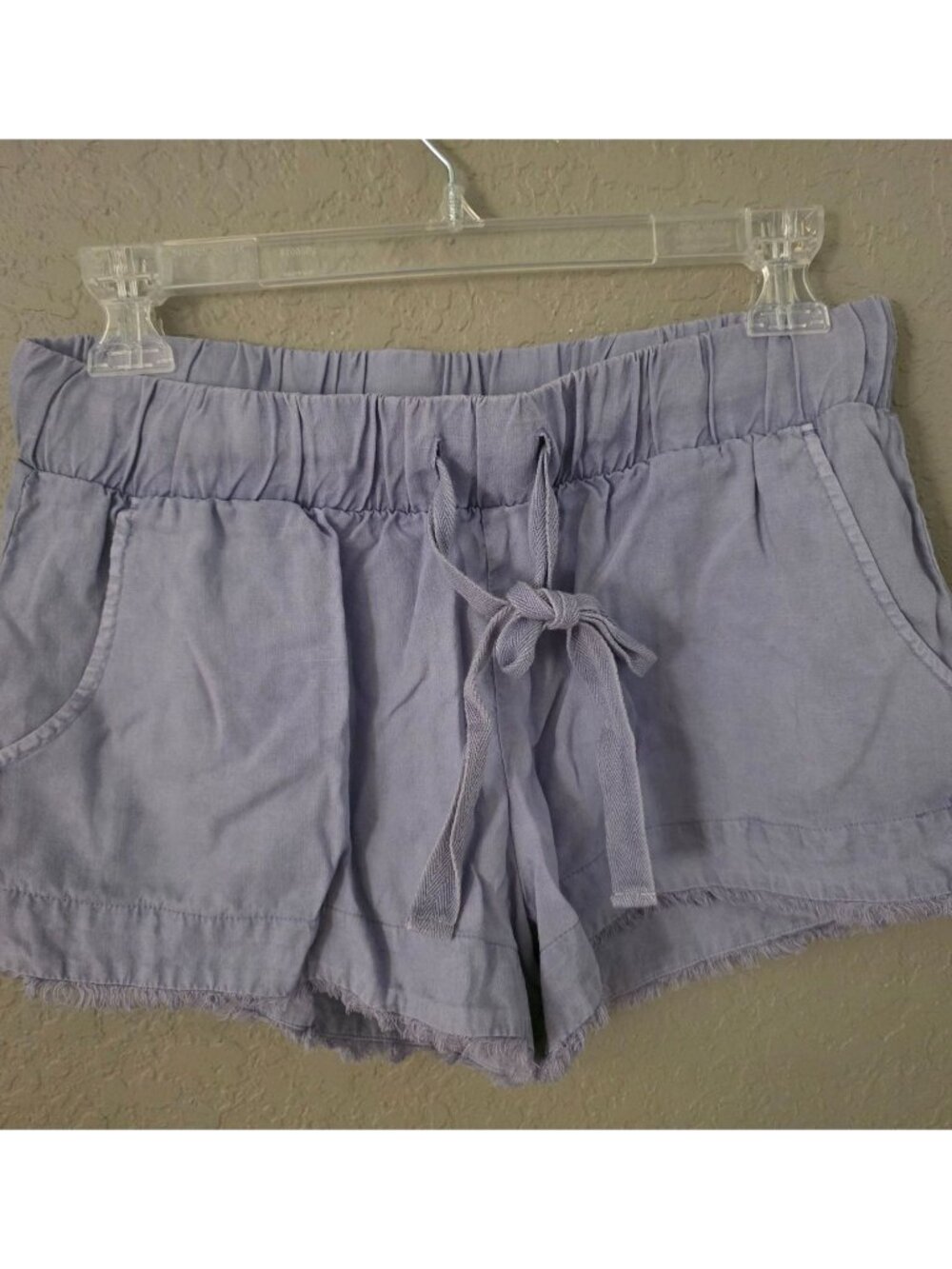 Cloth & Stone Blue Chambray Lightweight Pull On Frayed Hem Shorts S Drawstring